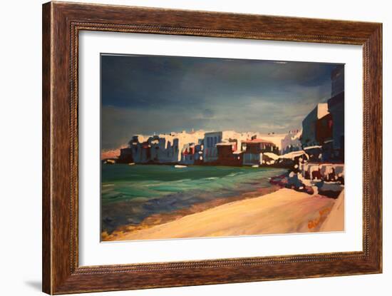 Picturesque Little Venice In Mykonos Greece-Markus Bleichner-Framed Art Print