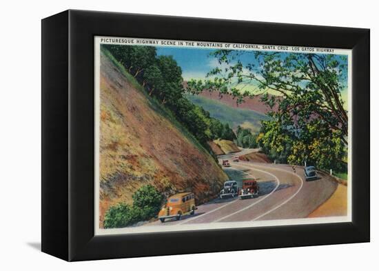 Picturesque Los Gatos Highway near Santa Cruz - Santa Cruz, CA-Lantern Press-Framed Stretched Canvas