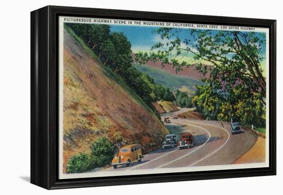 Picturesque Los Gatos Highway near Santa Cruz - Santa Cruz, CA-Lantern Press-Framed Stretched Canvas