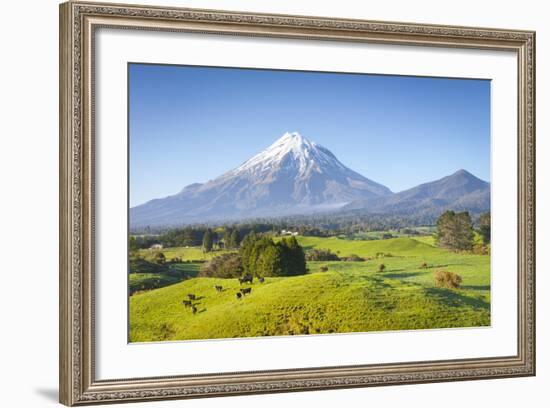 Picturesque Mount Taranaki (Egmont) and Rural Landscape, Taranaki, North Island, New Zealand-Doug Pearson-Framed Photographic Print