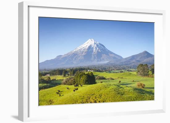 Picturesque Mount Taranaki (Egmont) and Rural Landscape, Taranaki, North Island, New Zealand-Doug Pearson-Framed Photographic Print