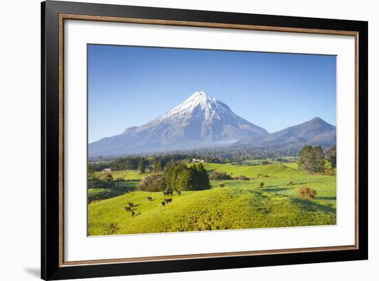 Picturesque Mount Taranaki (Egmont) and Rural Landscape, Taranaki, North Island, New Zealand-Doug Pearson-Framed Photographic Print