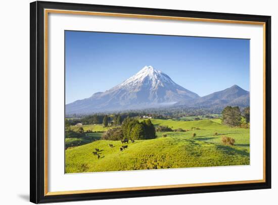 Picturesque Mount Taranaki (Egmont) and Rural Landscape, Taranaki, North Island, New Zealand-Doug Pearson-Framed Photographic Print