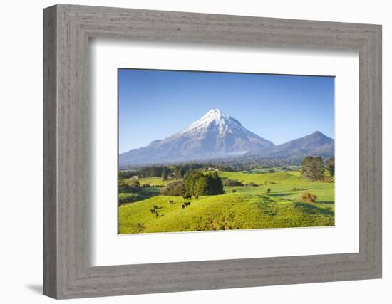 Picturesque Mount Taranaki (Egmont) and Rural Landscape, Taranaki, North Island, New Zealand-Doug Pearson-Framed Photographic Print