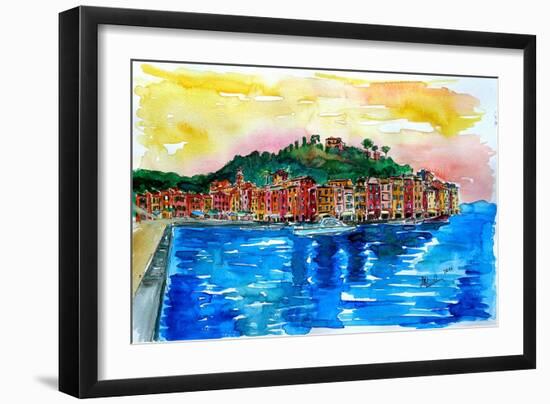 Picturesque Portofino Harbour in Ligure Italy-Markus Bleichner-Framed Art Print