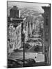 Picturesque View of Cable Car Coming Up the Hill in Light Auto Traffic-Andreas Feininger-Mounted Photographic Print