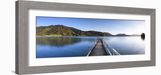 Picturesque Wharf in the Idyllic Kenepuru Sound, Marlborough Sounds, South Island, New Zealand-Doug Pearson-Framed Photographic Print