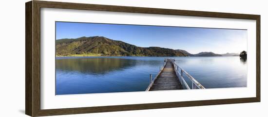 Picturesque Wharf in the Idyllic Kenepuru Sound, Marlborough Sounds, South Island, New Zealand-Doug Pearson-Framed Photographic Print