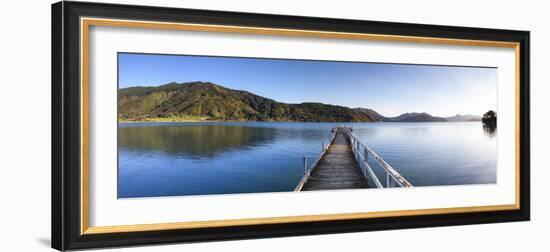 Picturesque Wharf in the Idyllic Kenepuru Sound, Marlborough Sounds, South Island, New Zealand-Doug Pearson-Framed Photographic Print