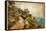 Picturesue Italian Coast - Artwork In Retro Painting Style-Maugli-l-Framed Stretched Canvas