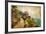 Picturesue Italian Coast - Artwork In Retro Painting Style-Maugli-l-Framed Premium Giclee Print