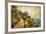 Picturesue Italian Coast - Artwork In Retro Painting Style-Maugli-l-Framed Premium Giclee Print