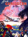 "Fly to the Caribbean by Clipper" Vintage Travel Poster-Piddix-Art Print