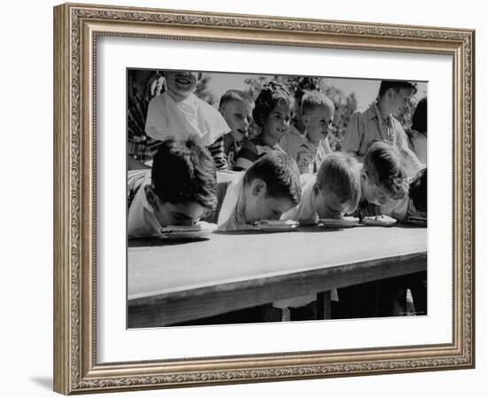 Pie Eating Contest During Church Social-Al Fenn-Framed Photographic Print