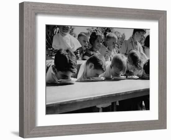 Pie Eating Contest During Church Social-Al Fenn-Framed Photographic Print