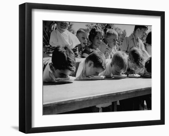 Pie Eating Contest During Church Social-Al Fenn-Framed Photographic Print