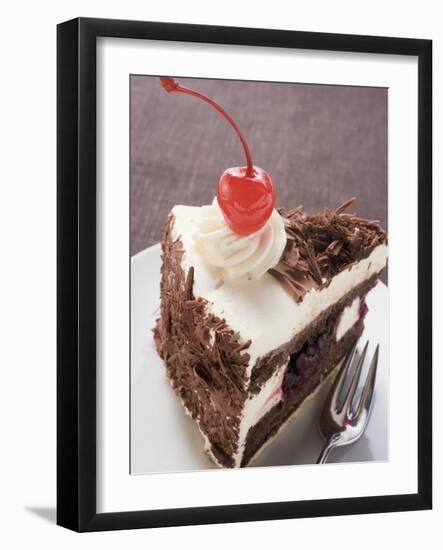 Piece of Black Forest Gateau with Cherry-null-Framed Photographic Print