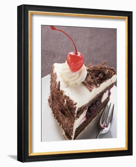 Piece of Black Forest Gateau with Cherry-null-Framed Photographic Print