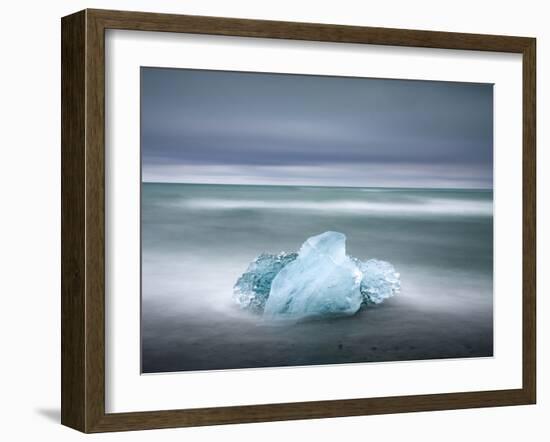 Piece of Glacial Ice Washed Ashore By the Incoming Tide Near Glacial Lagoon at Jokulsarlon, Iceland-Lee Frost-Framed Photographic Print
