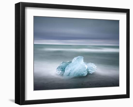 Piece of Glacial Ice Washed Ashore By the Incoming Tide Near Glacial Lagoon at Jokulsarlon, Iceland-Lee Frost-Framed Photographic Print