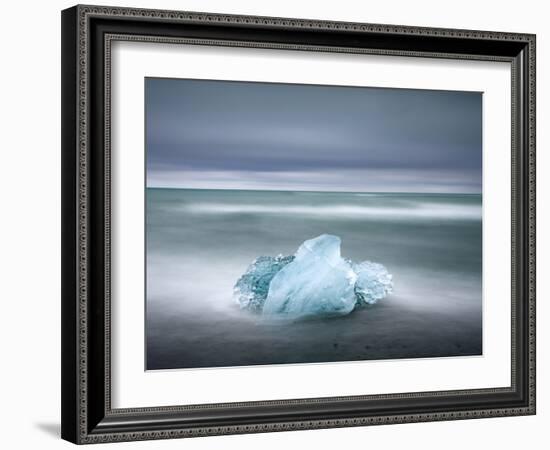 Piece of Glacial Ice Washed Ashore By the Incoming Tide Near Glacial Lagoon at Jokulsarlon, Iceland-Lee Frost-Framed Photographic Print