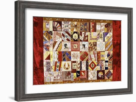 Pieced and Appliqued Contained Crazy Quilt, American, Late 19th Century-null-Framed Giclee Print