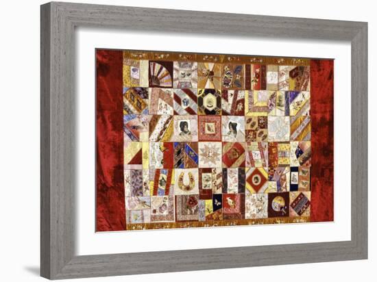 Pieced and Appliqued Contained Crazy Quilt, American, Late 19th Century-null-Framed Giclee Print