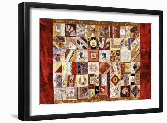 Pieced and Appliqued Contained Crazy Quilt, American, Late 19th Century-null-Framed Giclee Print