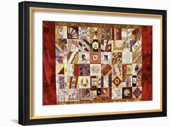 Pieced and Appliqued Contained Crazy Quilt, American, Late 19th Century--Framed Giclee Print