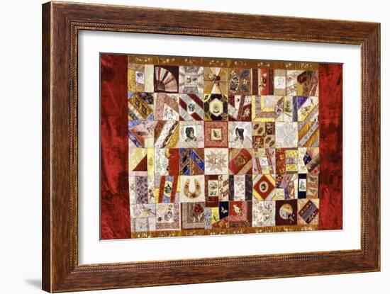 Pieced and Appliqued Contained Crazy Quilt, American, Late 19th Century-null-Framed Premium Giclee Print