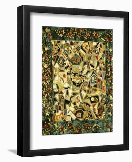 Pieced and Embroidered Silk and Velvet Crazy Quilt, American, Late 19th Century--Framed Giclee Print