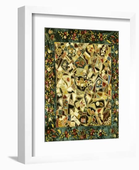 Pieced and Embroidered Silk and Velvet Crazy Quilt, American, Late 19th Century-null-Framed Giclee Print