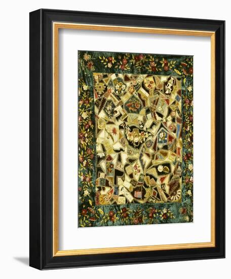 Pieced and Embroidered Silk and Velvet Crazy Quilt, American, Late 19th Century-null-Framed Giclee Print