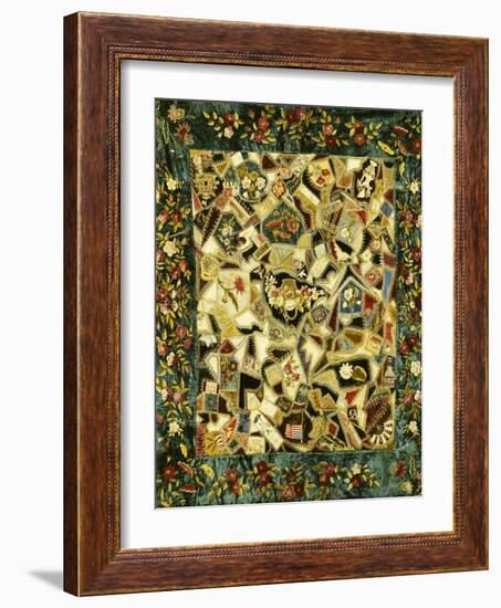 Pieced and Embroidered Silk and Velvet Crazy Quilt, American, Late 19th Century-null-Framed Giclee Print