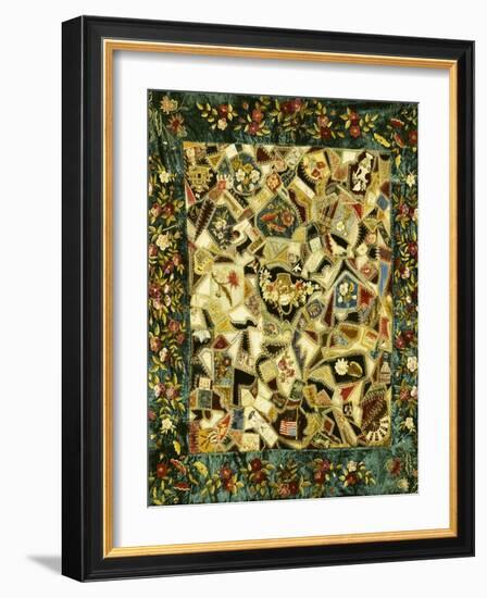 Pieced and Embroidered Silk and Velvet Crazy Quilt, American, Late 19th Century-null-Framed Giclee Print