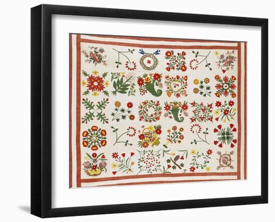 Pieced, Appliqued and Trapunto Cotton Quilted Coverlet Made for Mary Wilkins, Baltimore, Dated 1846-null-Framed Giclee Print