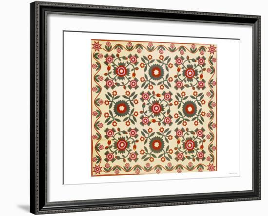 Pieced & Appliqued Cotton Quilted Coverlet, Lancaster County, Pennsylvania, circa 1820-1850-null-Framed Giclee Print