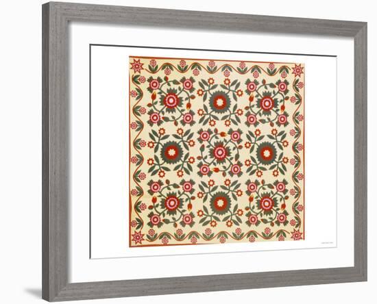 Pieced & Appliqued Cotton Quilted Coverlet, Lancaster County, Pennsylvania, circa 1820-1850-null-Framed Giclee Print