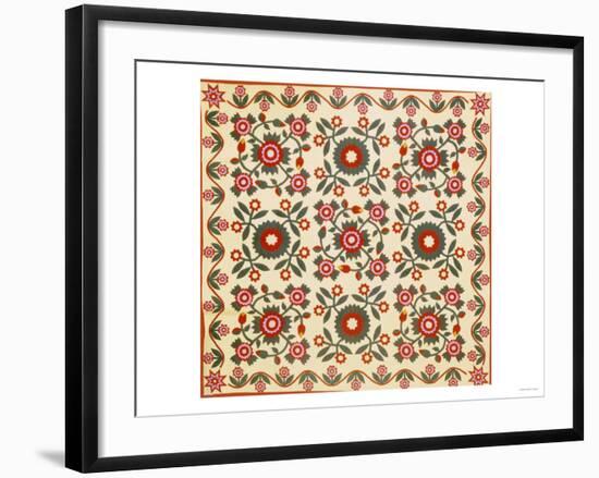 Pieced & Appliqued Cotton Quilted Coverlet, Lancaster County, Pennsylvania, circa 1820-1850-null-Framed Giclee Print