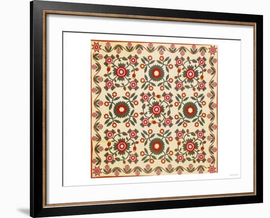 Pieced & Appliqued Cotton Quilted Coverlet, Lancaster County, Pennsylvania, circa 1820-1850-null-Framed Giclee Print