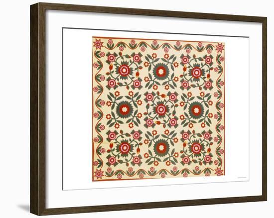 Pieced & Appliqued Cotton Quilted Coverlet, Lancaster County, Pennsylvania, circa 1820-1850-null-Framed Giclee Print