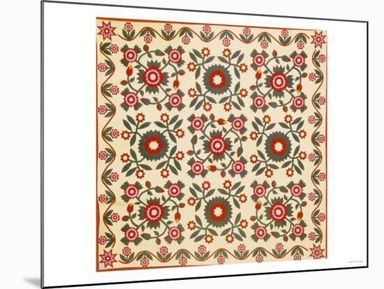 Pieced & Appliqued Cotton Quilted Coverlet, Lancaster County, Pennsylvania, circa 1820-1850-null-Mounted Giclee Print