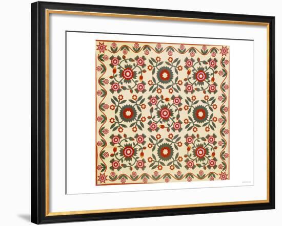 Pieced & Appliqued Cotton Quilted Coverlet, Lancaster County, Pennsylvania, circa 1820-1850-null-Framed Giclee Print