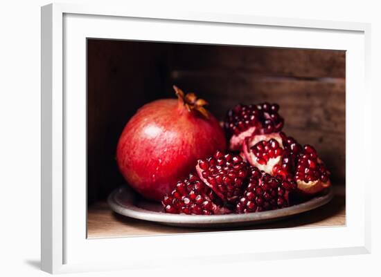 Pieces and Grains of Ripe Pomegranate-Lisovskaya Natalia-Framed Photographic Print