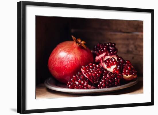 Pieces and Grains of Ripe Pomegranate-Lisovskaya Natalia-Framed Photographic Print