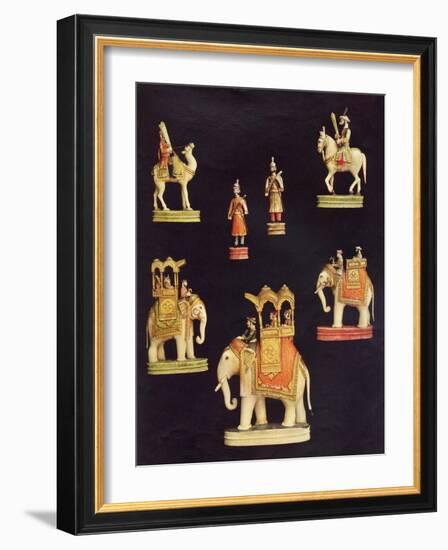 Pieces from an Ivory Chess Set Made in Delhi for Begum Samru in C.1790-null-Framed Giclee Print