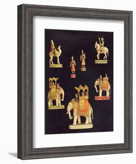 Pieces from an Ivory Chess Set Made in Delhi for Begum Samru in C.1790-null-Framed Giclee Print