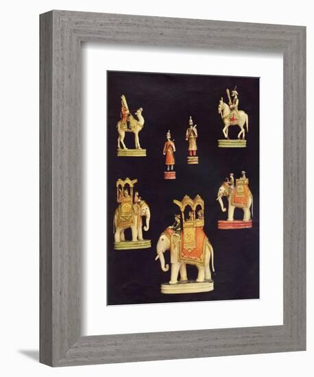 Pieces from an Ivory Chess Set Made in Delhi for Begum Samru in C.1790-null-Framed Giclee Print