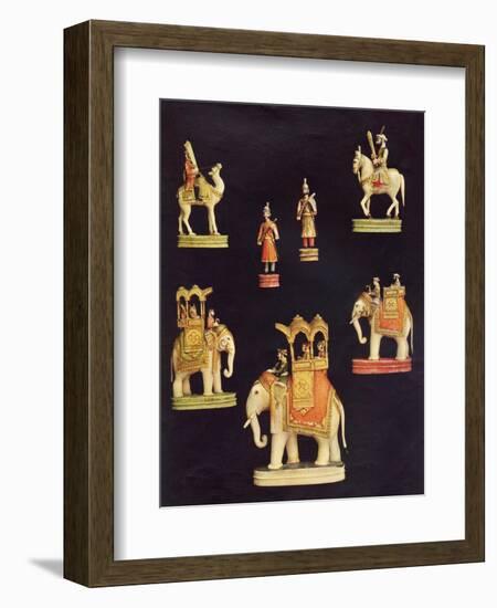 Pieces from an Ivory Chess Set Made in Delhi for Begum Samru in C.1790-null-Framed Giclee Print