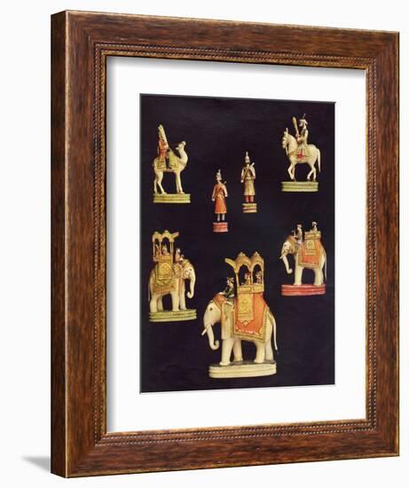 Pieces from an Ivory Chess Set Made in Delhi for Begum Samru in C.1790-null-Framed Giclee Print